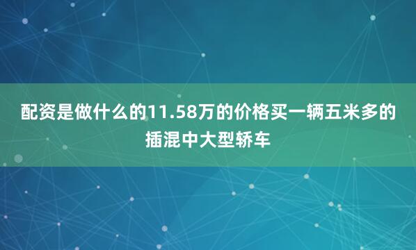 配资是做什么的11.58万的价格买一辆五米多的插混中大型轿车